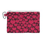 Valentines Day Hearts Pattern Love Red Canvas Cosmetic Bag (Large)