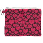 Valentines Day Hearts Pattern Love Red Canvas Cosmetic Bag (XXL)