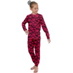 Valentines Day Hearts Pattern Love Red Kids  Long Sleeve Set 