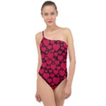 Valentines Day Hearts Pattern Love Red Classic One Shoulder Swimsuit