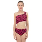 Valentines Day Hearts Pattern Love Red Spliced Up Two Piece Swimsuit