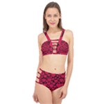 Valentines Day Hearts Pattern Love Red Cage Up Bikini Set