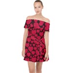 Valentines Day Hearts Pattern Love Red Off Shoulder Chiffon Dress