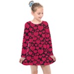 Valentines Day Hearts Pattern Love Red Kids  Long Sleeve Dress