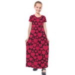 Valentines Day Hearts Pattern Love Red Kids  Short Sleeve Maxi Dress