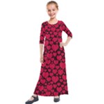 Valentines Day Hearts Pattern Love Red Kids  Quarter Sleeve Maxi Dress