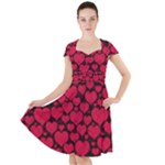 Valentines Day Hearts Pattern Love Red Cap Sleeve Midi Dress