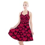 Valentines Day Hearts Pattern Love Red Halter Party Swing Dress 