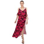 Valentines Day Hearts Pattern Love Red Maxi Chiffon Cover Up Dress