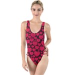 Valentines Day Hearts Pattern Love Red High Leg Strappy Swimsuit