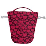 Valentines Day Hearts Pattern Love Red Drawstring Bucket Bag