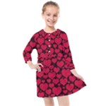 Valentines Day Hearts Pattern Love Red Kids  Quarter Sleeve Shirt Dress