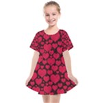 Valentines Day Hearts Pattern Love Red Kids  Smock Dress