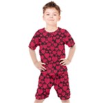 Valentines Day Hearts Pattern Love Red Kids  T-Shirt and Shorts Set