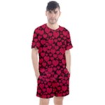 Valentines Day Hearts Pattern Love Red Men s Mesh T-Shirt and Shorts Set