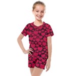 Valentines Day Hearts Pattern Love Red Kids  Mesh T-Shirt and Shorts Set