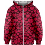 Valentines Day Hearts Pattern Love Red Kids  Zipper Hoodie Without Drawstring