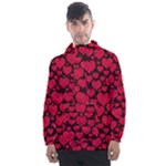 Valentines Day Hearts Pattern Love Red Men s Front Pocket Pullover Windbreaker