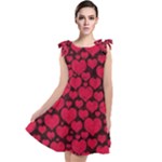 Valentines Day Hearts Pattern Love Red Tie Up Tunic Dress