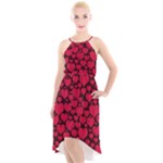 Valentines Day Hearts Pattern Love Red High-Low Halter Chiffon Dress 