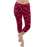 Valentines Day Hearts Pattern Love Red Lightweight Velour Capri Yoga Leggings