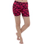 Valentines Day Hearts Pattern Love Red Lightweight Velour Yoga Shorts