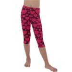 Valentines Day Hearts Pattern Love Red Kids  Lightweight Velour Capri Leggings 