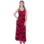 Valentines Day Hearts Pattern Love Red Sleeveless Velour Maxi Dress