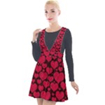 Valentines Day Hearts Pattern Love Red Plunge Pinafore Velour Dress