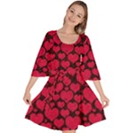 Valentines Day Hearts Pattern Love Red Velour Kimono Dress