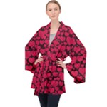 Valentines Day Hearts Pattern Love Red Long Sleeve Velvet Kimono 