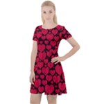 Valentines Day Hearts Pattern Love Red Cap Sleeve Velour Dress 