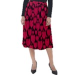 Valentines Day Hearts Pattern Love Red Classic Velour Midi Skirt 