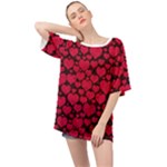 Valentines Day Hearts Pattern Love Red Oversized Chiffon Top