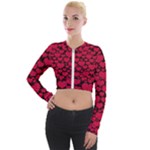 Valentines Day Hearts Pattern Love Red Long Sleeve Cropped Velvet Jacket