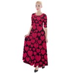 Valentines Day Hearts Pattern Love Red Half Sleeves Maxi Dress