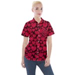 Valentines Day Hearts Pattern Love Red Women s Short Sleeve Pocket Shirt