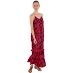 Valentines Day Hearts Pattern Love Red Cami Maxi Ruffle Chiffon Dress