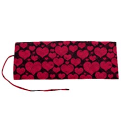 Valentines Day Hearts Pattern Love Red Roll Up Canvas Pencil Holder (S) from ArtsNow.com