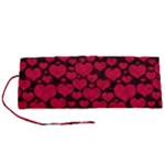 Valentines Day Hearts Pattern Love Red Roll Up Canvas Pencil Holder (S)