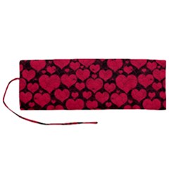 Valentines Day Hearts Pattern Love Red Roll Up Canvas Pencil Holder (M) from ArtsNow.com