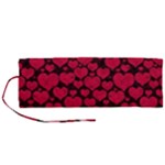 Valentines Day Hearts Pattern Love Red Roll Up Canvas Pencil Holder (M)