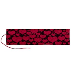 Valentines Day Hearts Pattern Love Red Roll Up Canvas Pencil Holder (L) from ArtsNow.com