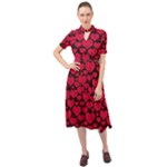 Valentines Day Hearts Pattern Love Red Keyhole Neckline Chiffon Dress