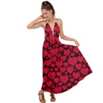 Valentines Day Hearts Pattern Love Red Backless Maxi Beach Dress