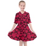 Valentines Day Hearts Pattern Love Red Kids  All Frills Chiffon Dress