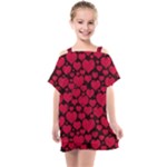 Valentines Day Hearts Pattern Love Red Kids  One Piece Chiffon Dress