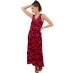 Valentines Day Hearts Pattern Love Red V-Neck Chiffon Maxi Dress