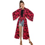 Valentines Day Hearts Pattern Love Red Maxi Kimono