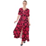 Valentines Day Hearts Pattern Love Red Waist Tie Boho Maxi Dress